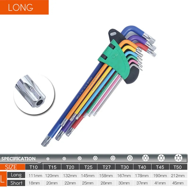 Allen Key Set L Wrench Kit For Allen Screw 9PCS Long Arm Hex Key Set 1.5mm To 10mm Hexagon Spanner Hand Tools For Bicycle Repair. 