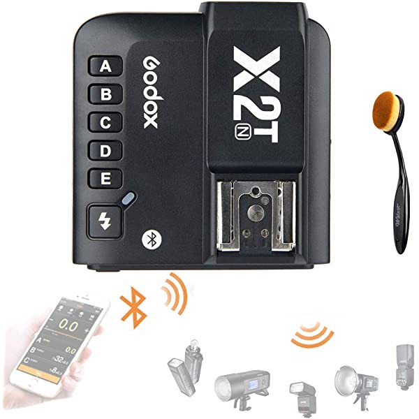 Godox X2T-N TTL Wireless Flash Trigger for Nikon, Bluetooth Connection, 1/8000s HSS,5 Separate Group Buttons, Relocated Control-Wheel, New Hotshoe Locking, New AF Assist Light. 