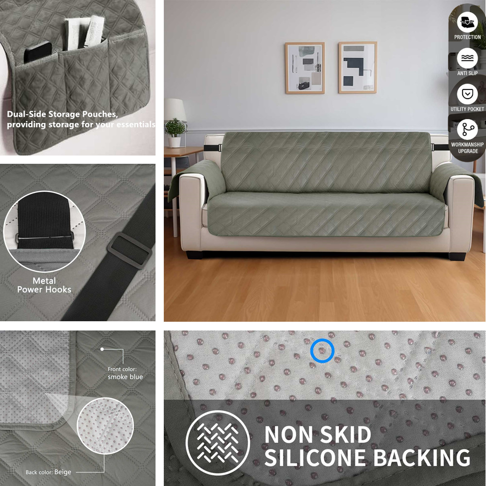 100% Waterproof Couch Cover Sofa Slipcover with Non-Slip Granule Elastic Strap Sofa Cover Anti-Skid Washable Furniture Protector. 