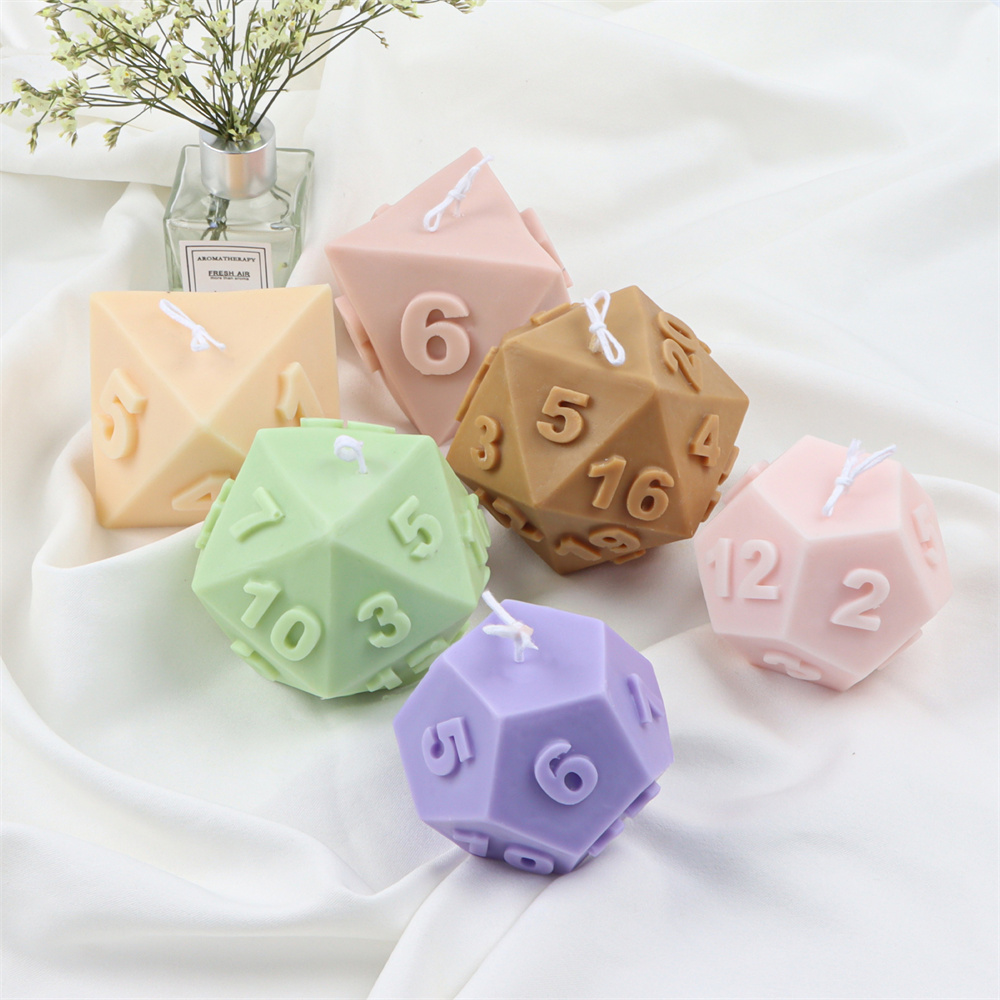 Large Silicone Polyhedral Dice Candle Mold Scented Soap Epoxy Resin Moulds Triangle Diamond Handmade Soap Making Tool. 