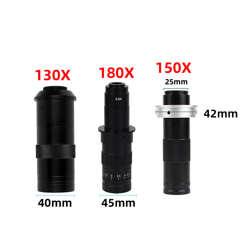 130X 180X Video Microscope Camera Objective lens 180 multiples Adjustable Zoom Lens Accessories C-MOUNT for HDMI VGA USB camera