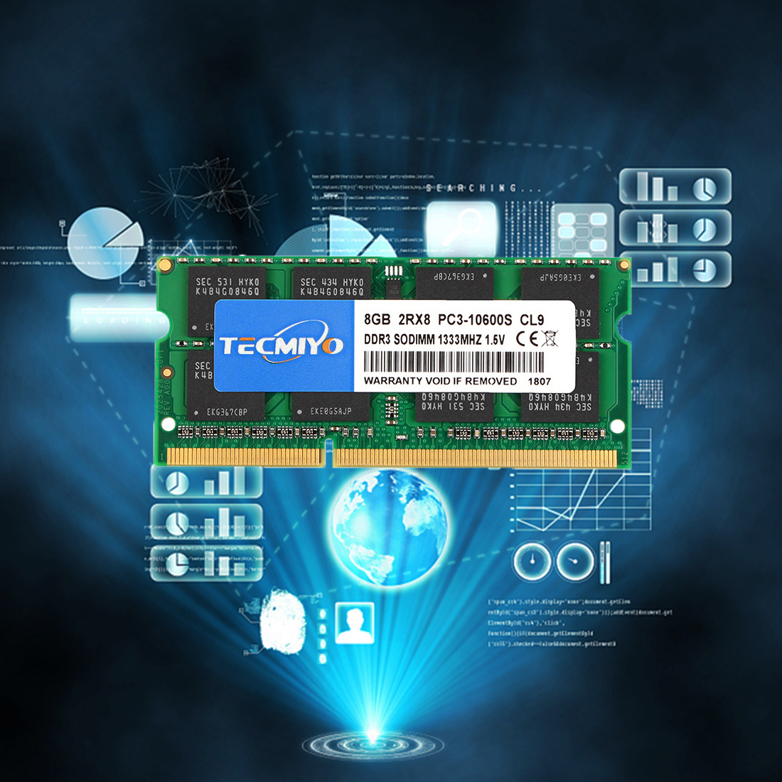 Tecmiyo Laptop RAM 16GB ( 2X 8GB ) DDR3 1333MHz PC3-10600S 2RX8 CL11 SODIMM 1.5V 204pin Notebook Memory -Green. 