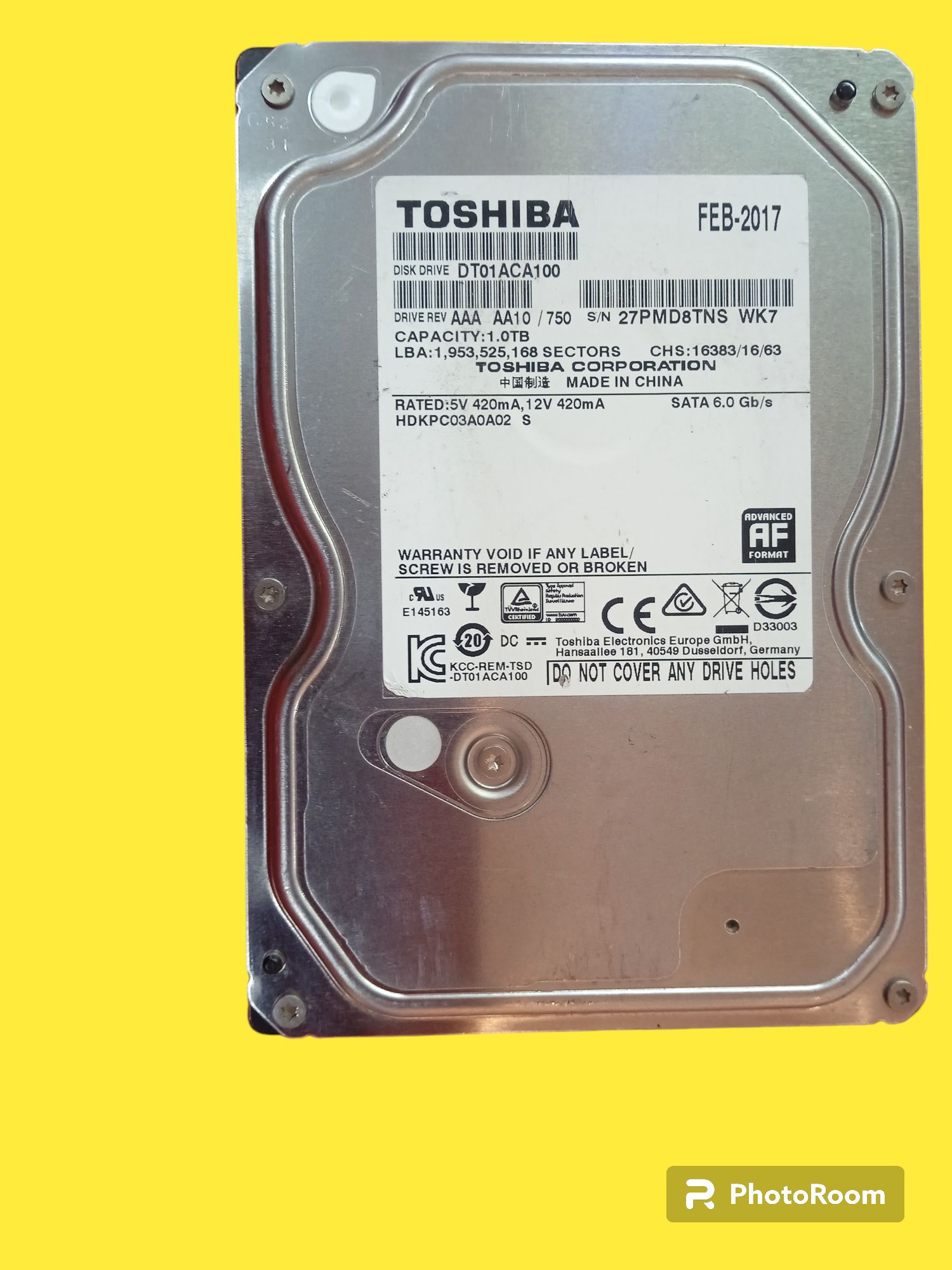 Hard Disk 1.0 TB. 