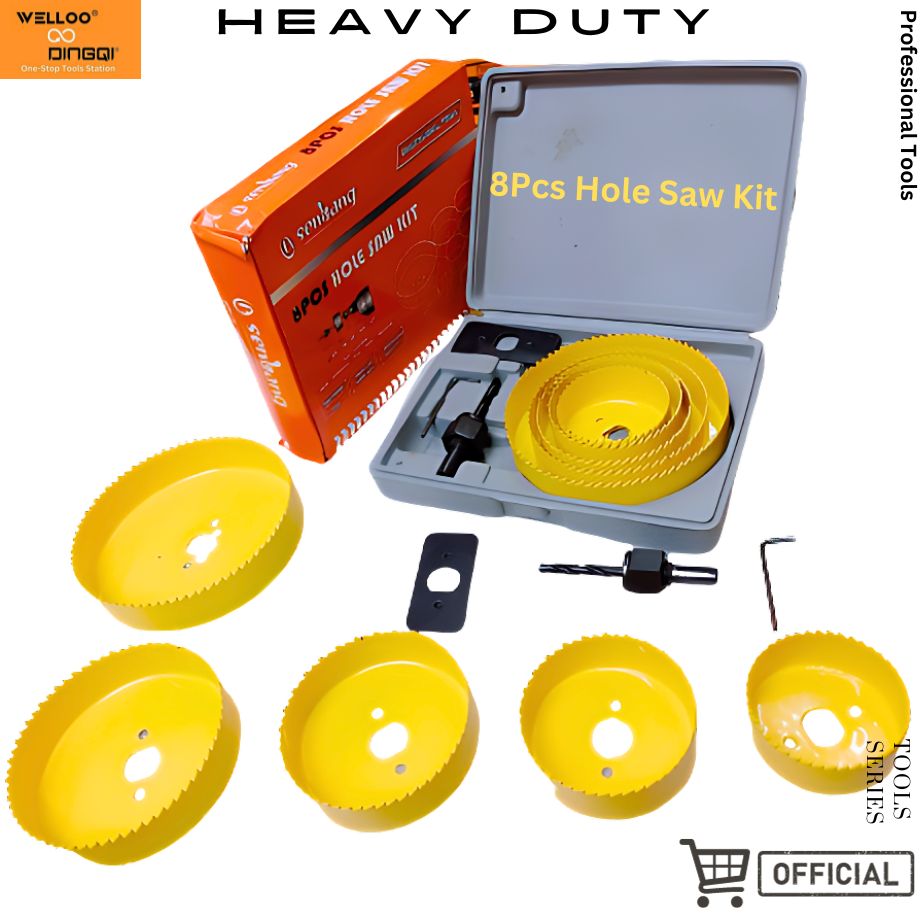 8Pcs Wood Hole Saw Set for Wood and Drywall and Plastic Cutting Woodworking Tools with Plastic box. 