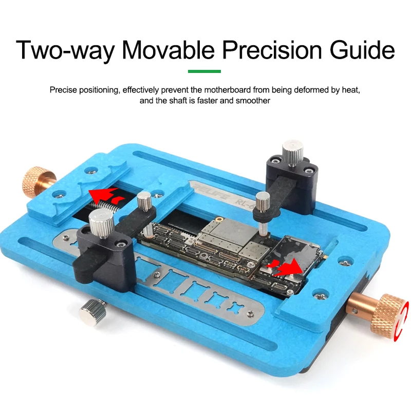 RELIFE RL-601F Multi-function Repair Fixture for Mobile Phone Motherboard Positioning Track Double Clamp Fixed Platform Tool. 