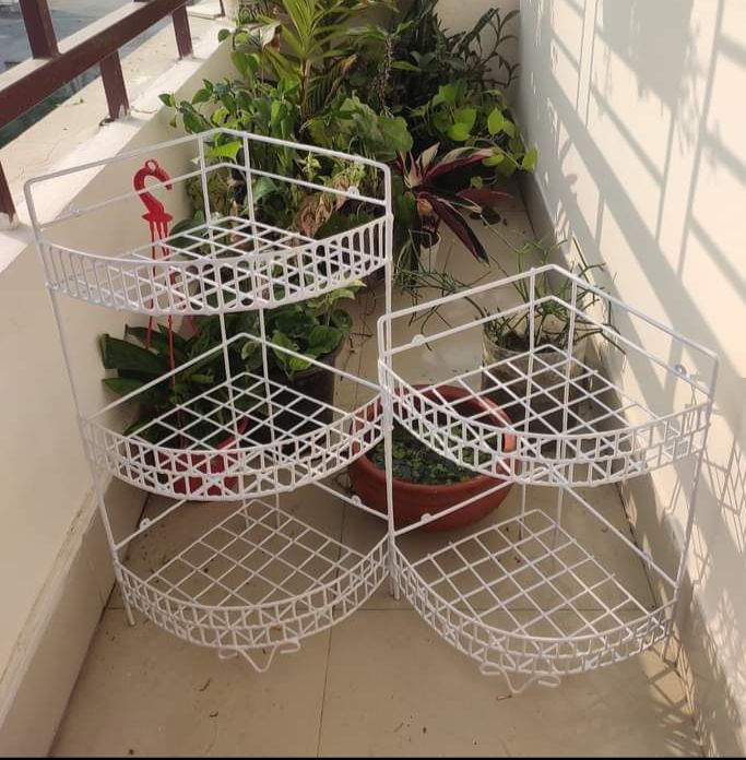 3+2 Layer Corner Shelf -2 Pcs Metal Rack Storage Organizer দুটি লোহার কর্নার স্ট্যান্ড রেক