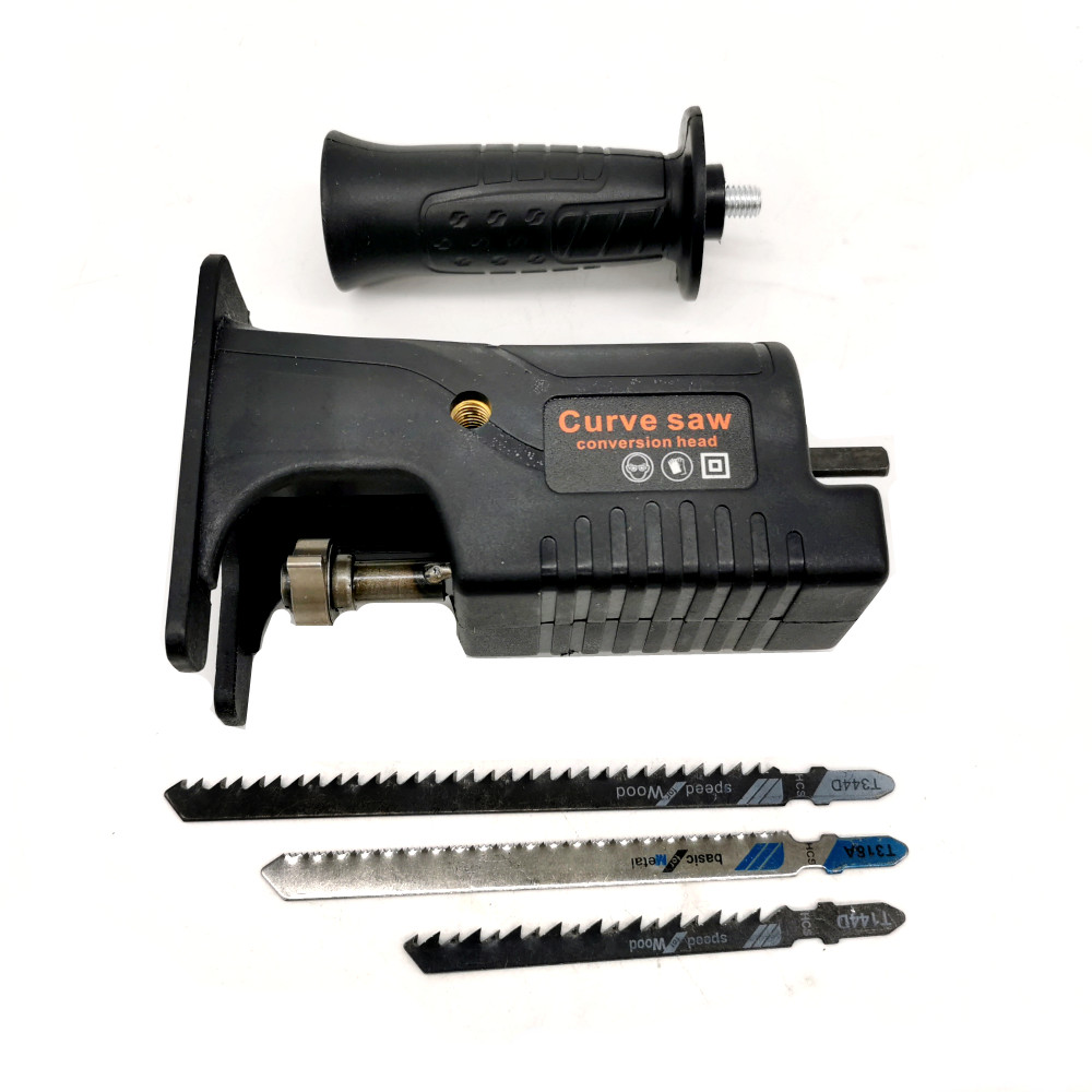 Portable Reciprocating Saw Adapter Electric Drill Modified Electric JigSaw Power Tool Wood Cutter Machine Attachment with Blades. 