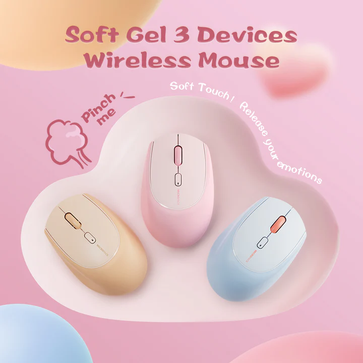Micropack MS-201W 2.4G Bluetooth Dual Mode Soft Silicone Computer and Laptop Wireless Mouse. 