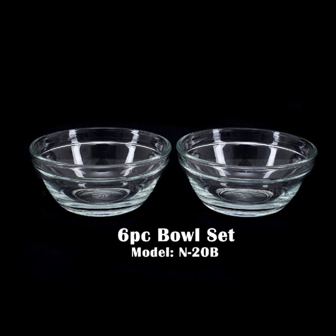 Glass Finni Set & Bati Set,Glass Bowl Set, Soup & Finni Bati, Serve Snacks And Desserts In A Stylish Glass Set (Nasir N20B) Gift Set, Crystal Clear GlassWare Finni Set, Serve Your Meals With Elegance In This Glass Bowl Set  - Pack of 6 PIECE. 