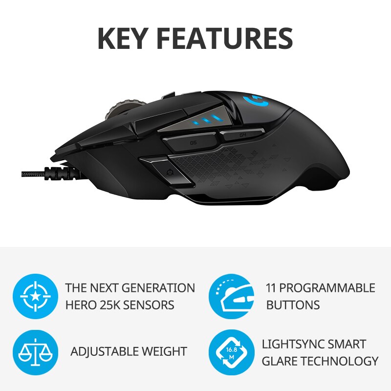 Logitech G502hero Master Wired Gaming Mouse 502 Esports Machinery Eat Chicken Macro CS Programming Peripheral. 