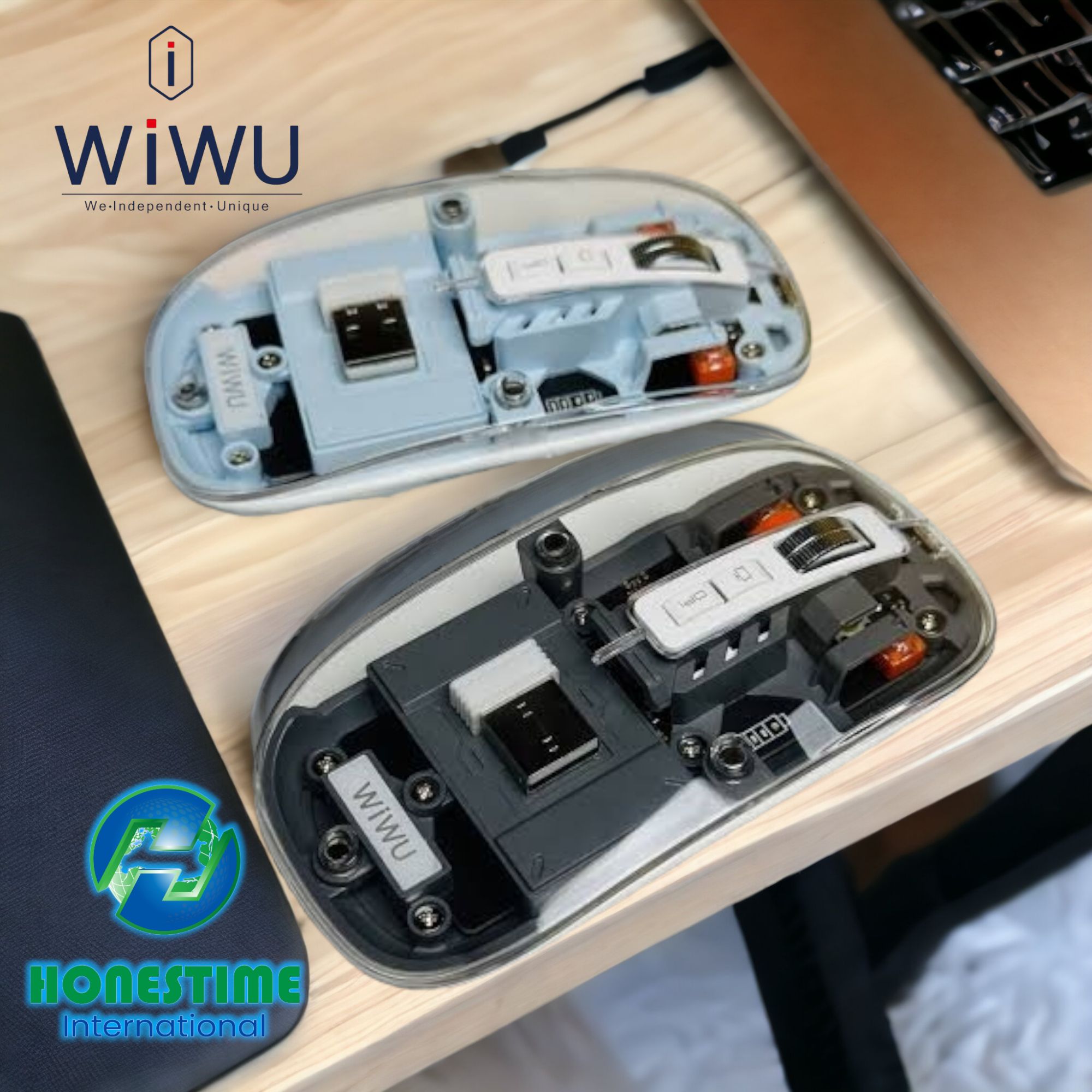 WiWU rechargeable Transparent Mouse Crystal Magnetic Wireless Mouse. 
