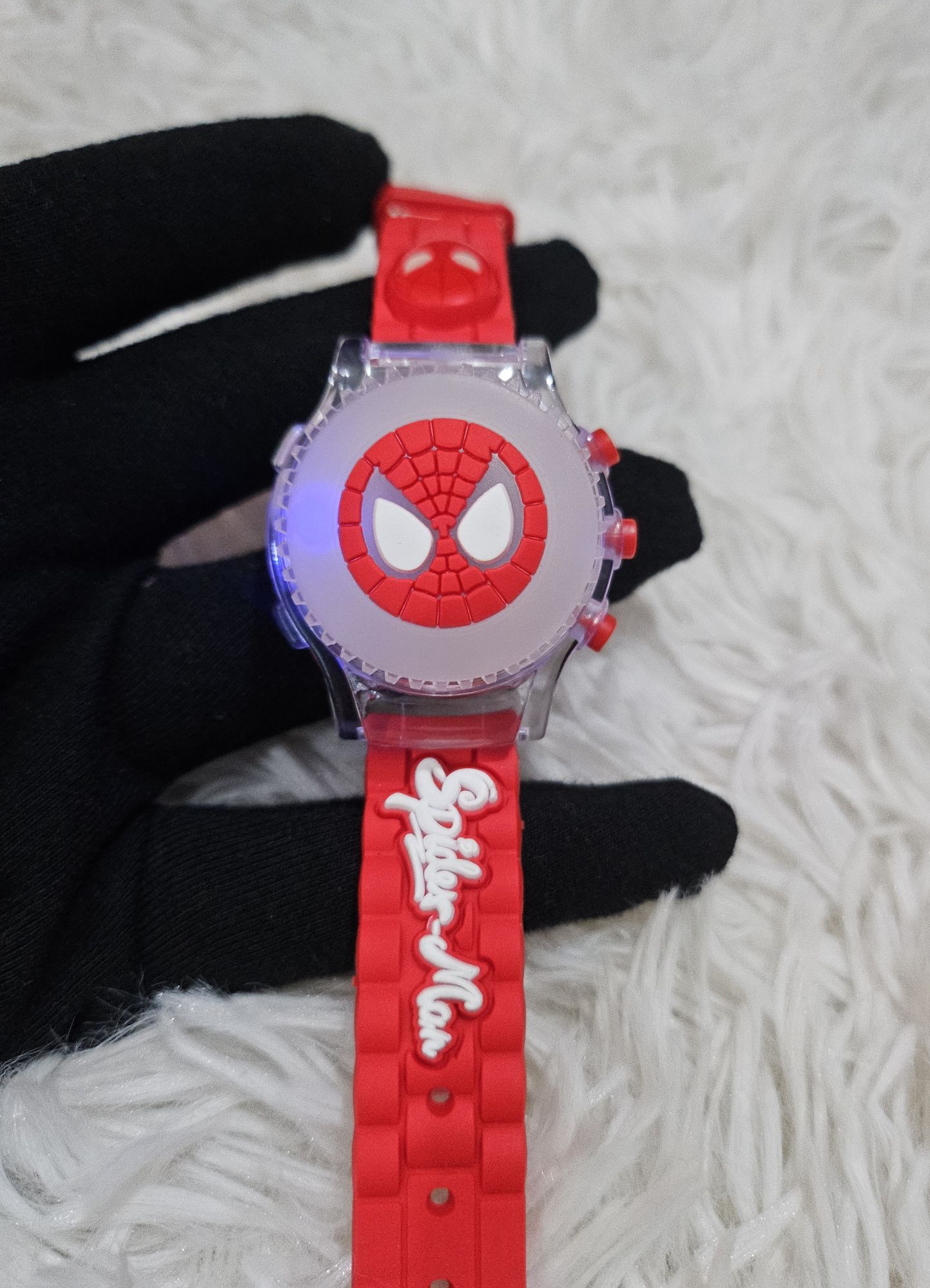 Kids Boys Spiderman Watch Spinner Lighting Musical Cool Fun Watch. 