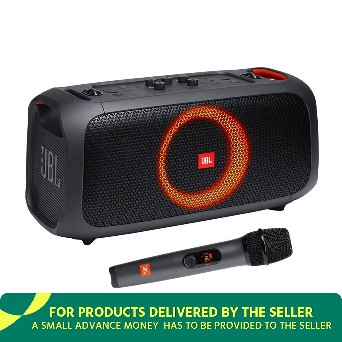 JBL PartyBox On-The-Go Portable Party Speaker with Microphone. 