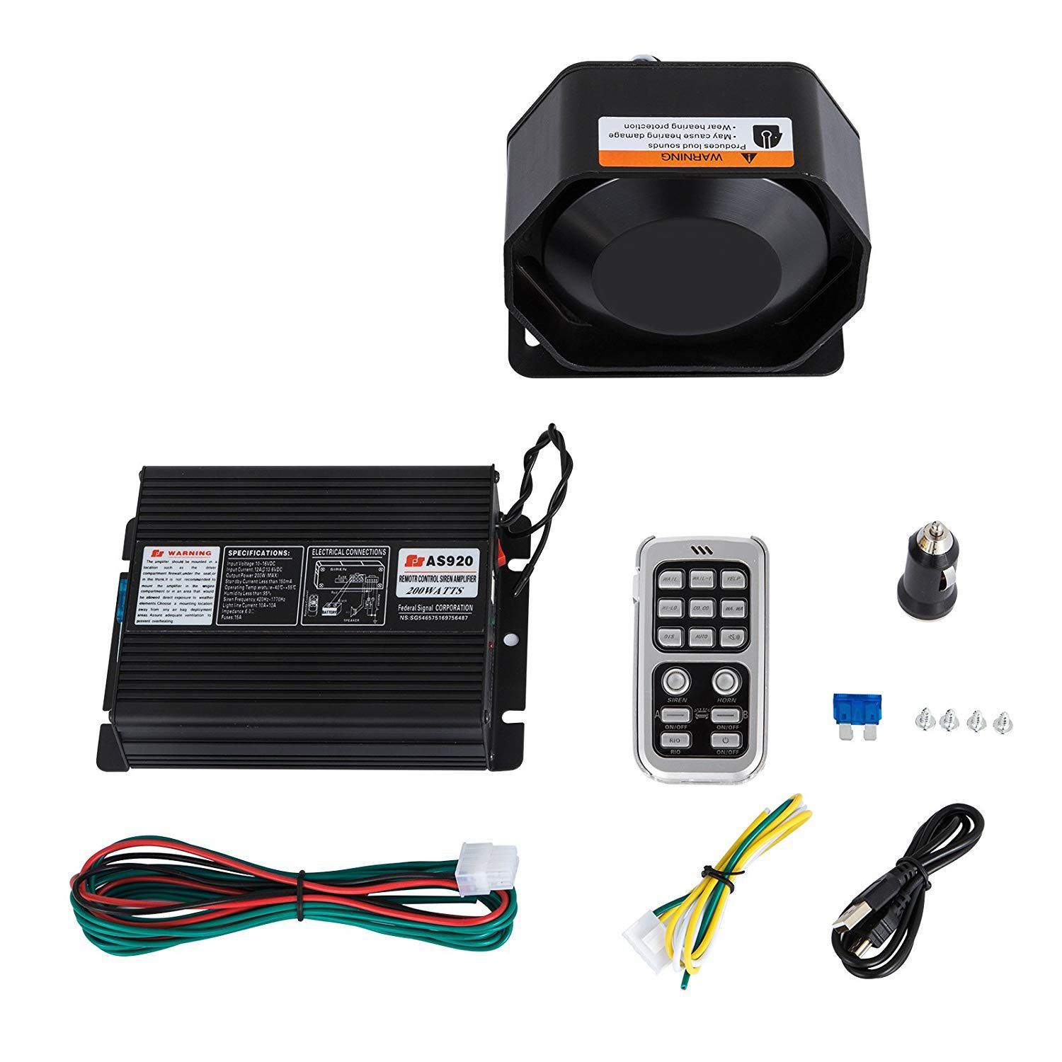 AS920 200W wireless remote control car alarm ambulance fire engine warning siren amplifiers with microphone. 