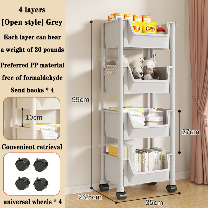 Trolley Bookshelf Portable Creative Kitchen Storage Rack Living Room Mobile Display Cabinet Corner Movable Bookshelf With Wheels. 