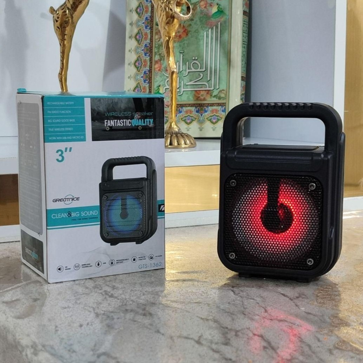 Bluetooth Speaker Gts-1362 Rechargeable Extra Bass Wireless Portable Speaker Mini Style 3 Inch Tws,Fm,Usb Audio Player - Speaker - Portable Table. 