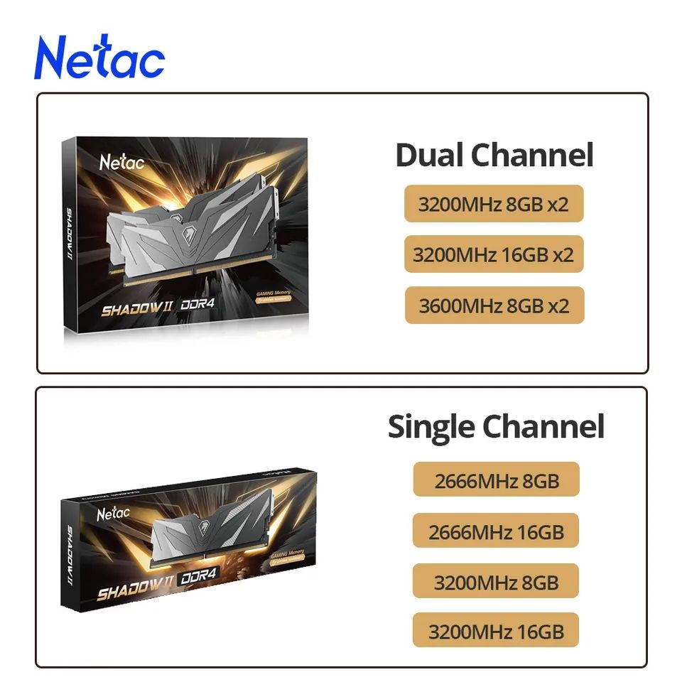2024 Netac Ram DDR4 3200MHz 8gb Heat Spreader Dual Channel 288Pin UDIMM Desktop Memory. 