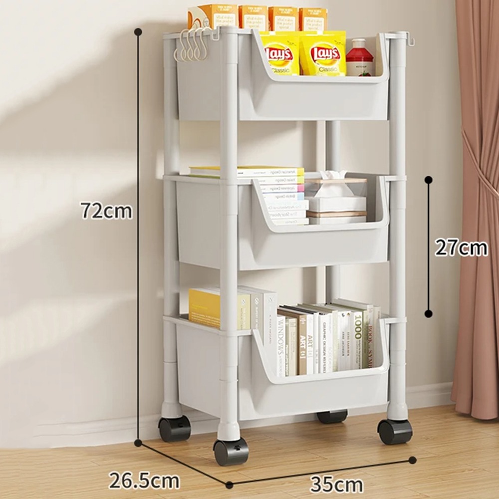 Trolley Bookshelf Portable Creative Kitchen Storage Rack Living Room Mobile Display Cabinet Corner Movable Bookshelf With Wheels. 