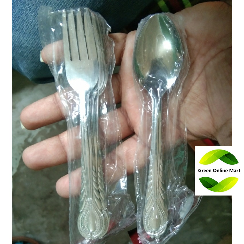24 pieces tea and fork Spoon (12 pieces tea and 12 pieces fork) spoon 5" inch size Stainless steel quality  use for Home and Office. 