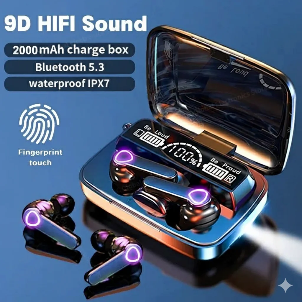 M19 Earbuds TWS Earphone Intelligente Touch Control Wireless Bluetooth 5.3 Headphones Waterproof LED Display With Microphone.