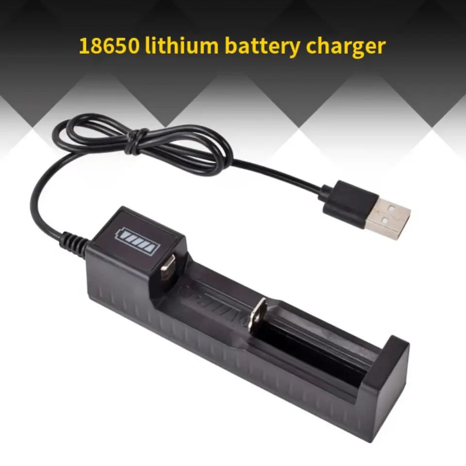 Usb Smart Single Slot Charger 18650 Lithium Charger Small Fan Flashlight Battery Charging Adapter With Indicator Light. 