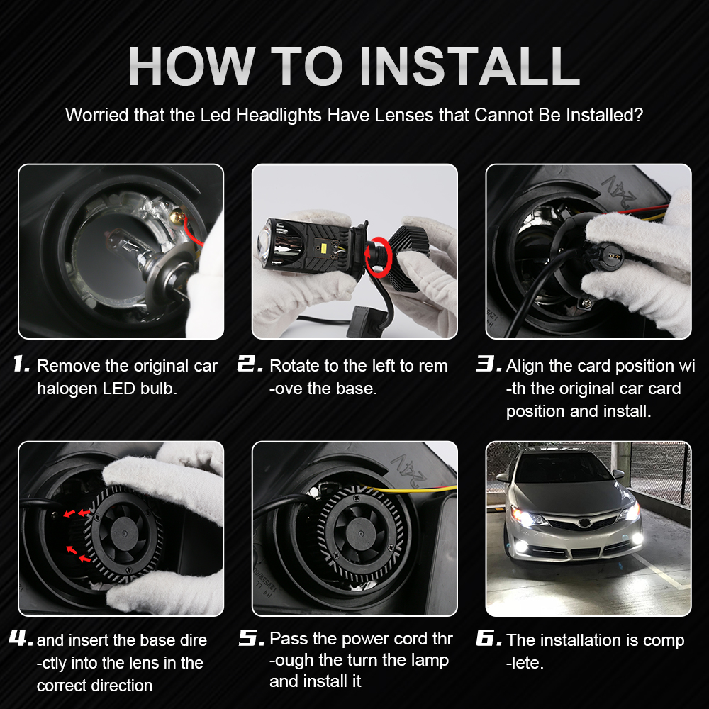 Y6D H4 LED Projector Headlight Bulbs Bi LED Lens Projector with Fan H4 Mini Projector Lens Headlight Automobile Hi Lo Beam Bulb. 