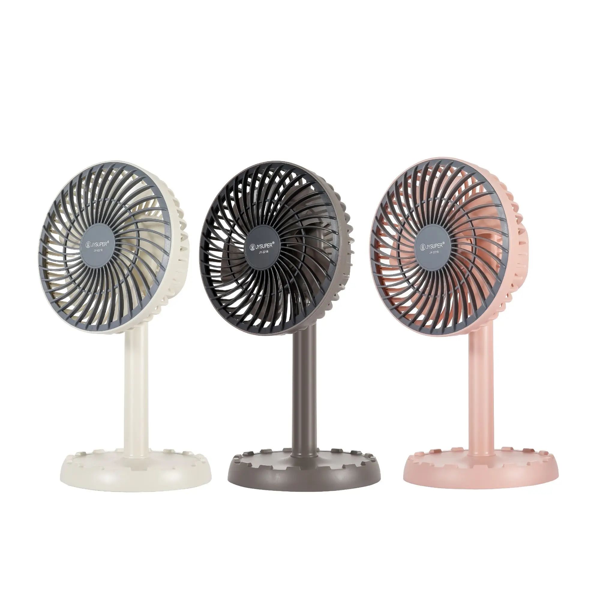 Joy Super JY-2218 Professional Rechargeable Portable Mini Table Fan Strong Wind Left to Right Oscillating Angle 45 Degrees - AC/DC. 