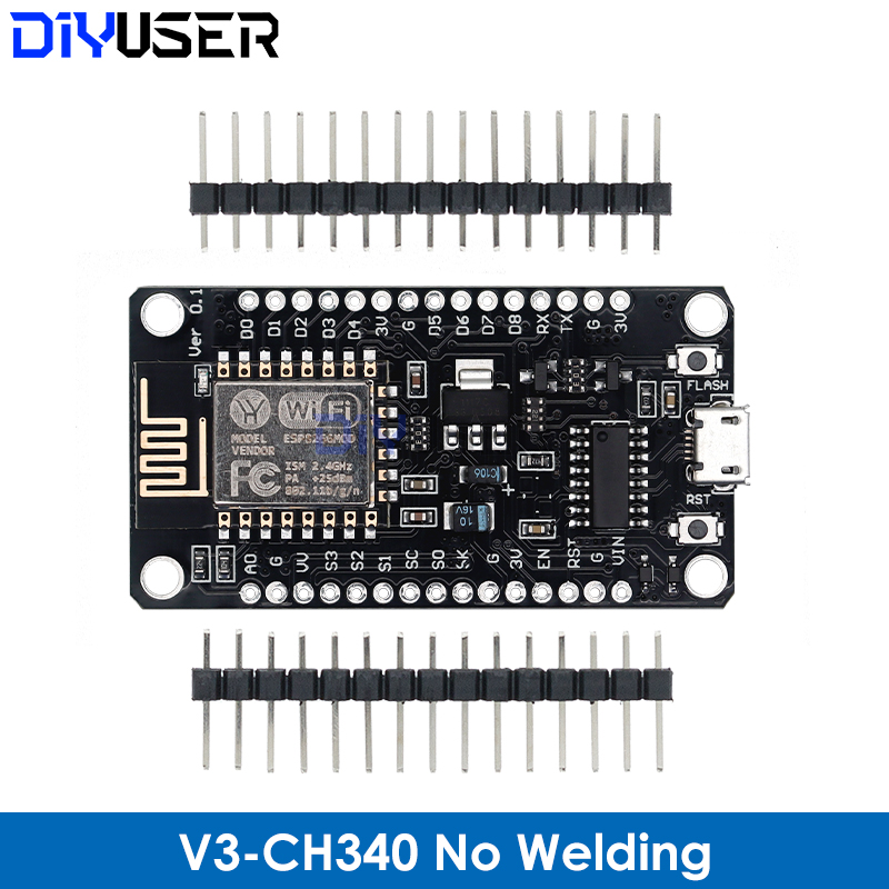 DIYUSER Wireless Module CH340/CP2102/CH9102X NodeMcu V3 V2 Lua WIFI Internet of Things Development Board Based ESP8266 ESP-12E. 