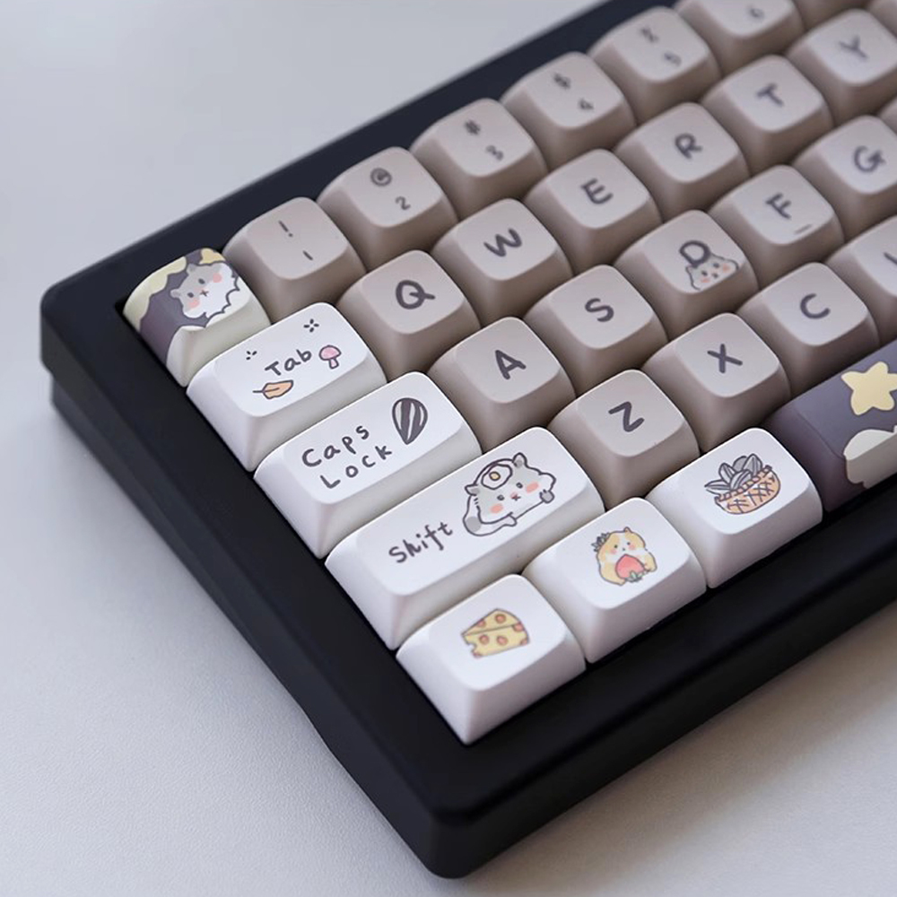 132 keys Cute Mouse Cartoon Theme Keycaps XDA Profile Key caps English for 61/64/68/84/87/96/98/104 Mechanical Keyboard Keycaps. 