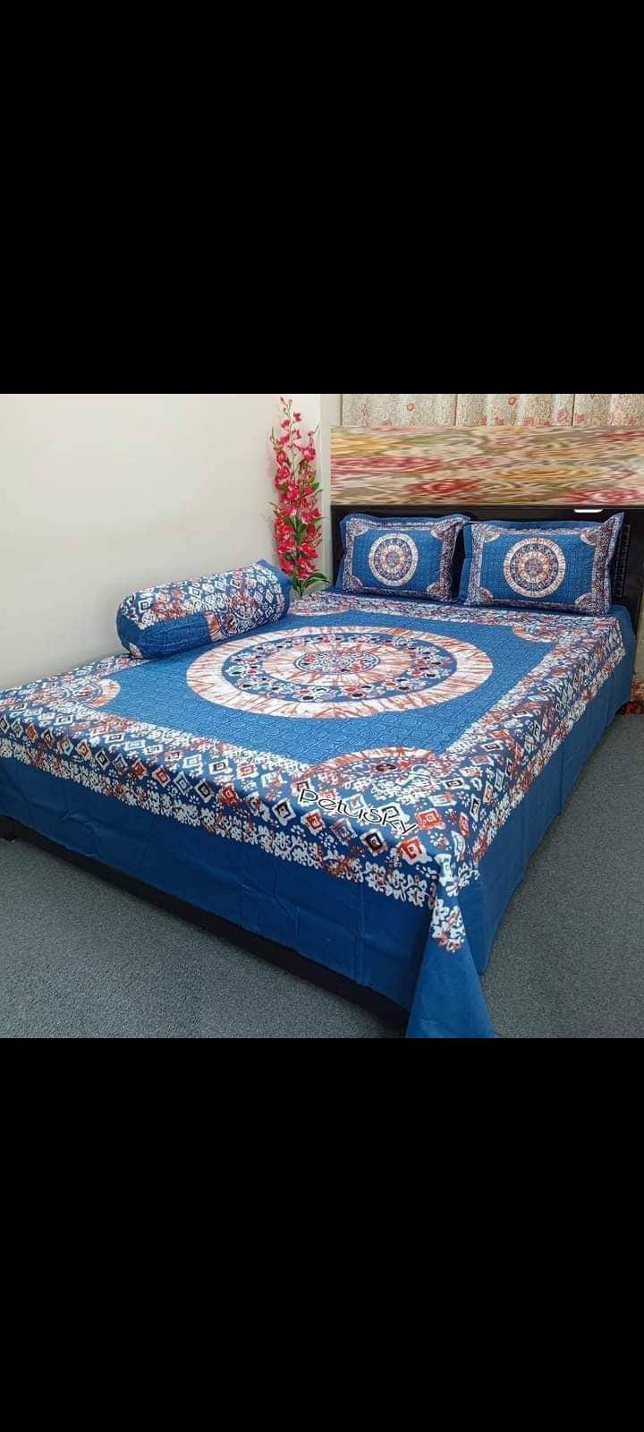 Double (King) Size Bedsheets, exclusive Batik Print With Two Pillow Cover