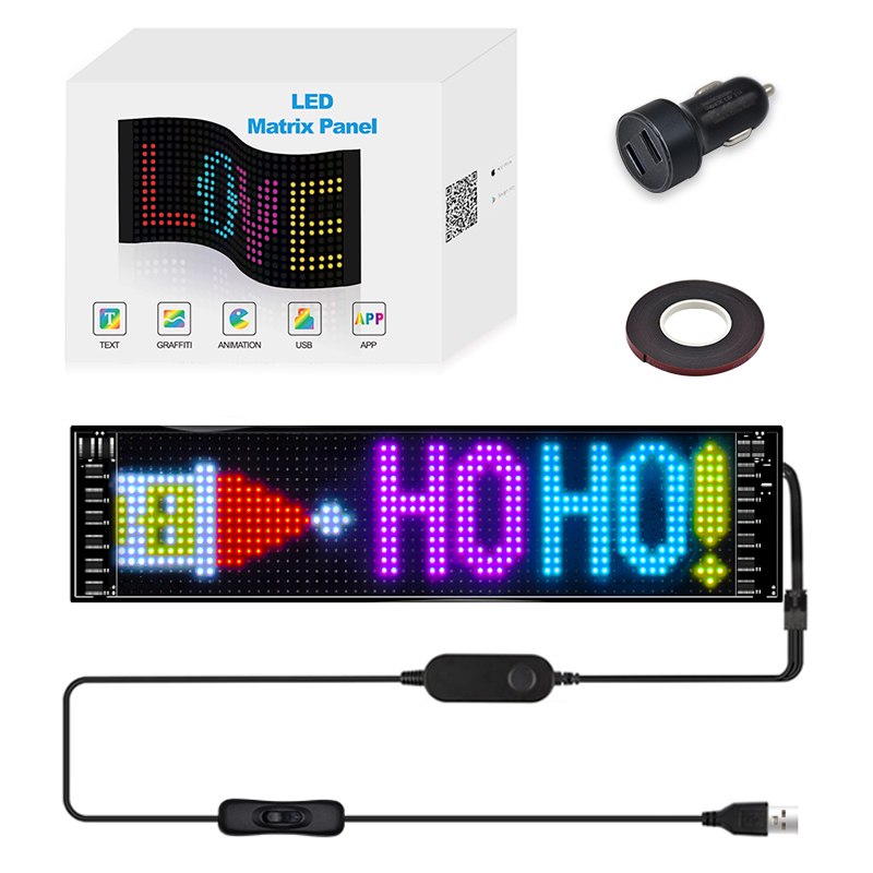 LED Matrix Pixel Panel, Scrolling Bright Advertising LED Signs, Flexible USB 5V LED Car Sign Bluetooth App Control. 