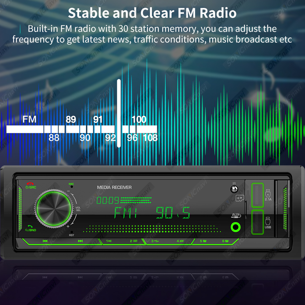 AKAMATE 1Din Car Radio MP3 Player Audio Multimedia FM Radio Bluetooth EQ Tuner with LCD Displays Support AUX USB TF Card. 
