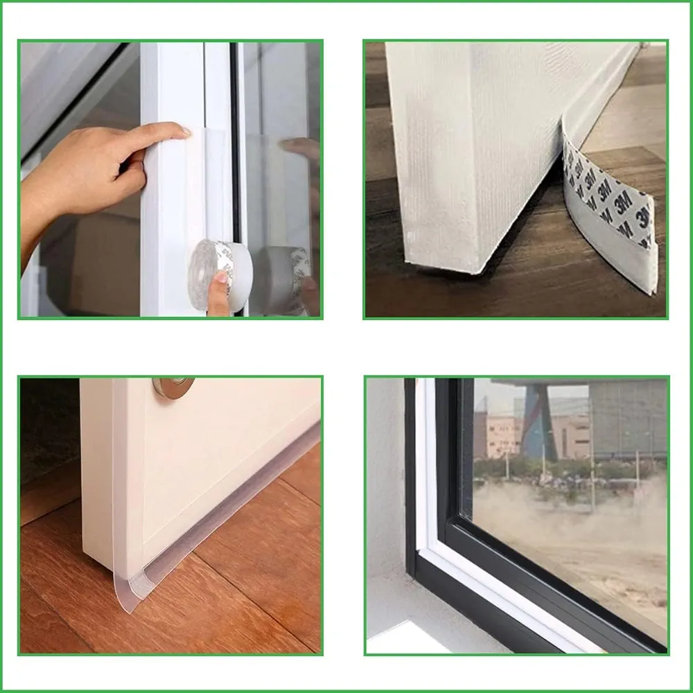 Weather Stripping Door Seal Strip 3M Silicone Self -Adhesive Tape for Bottom of Door, Door Draft Stopper Door Bottom Gap Replacement Strip Roll Soundproof. 