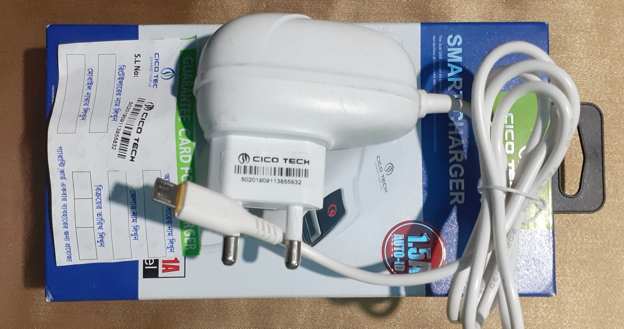 Mobile charger,1.5 amp, CICO Fast charger, CTL-o1A. With one usb port & micromicro usb port type B.. 
