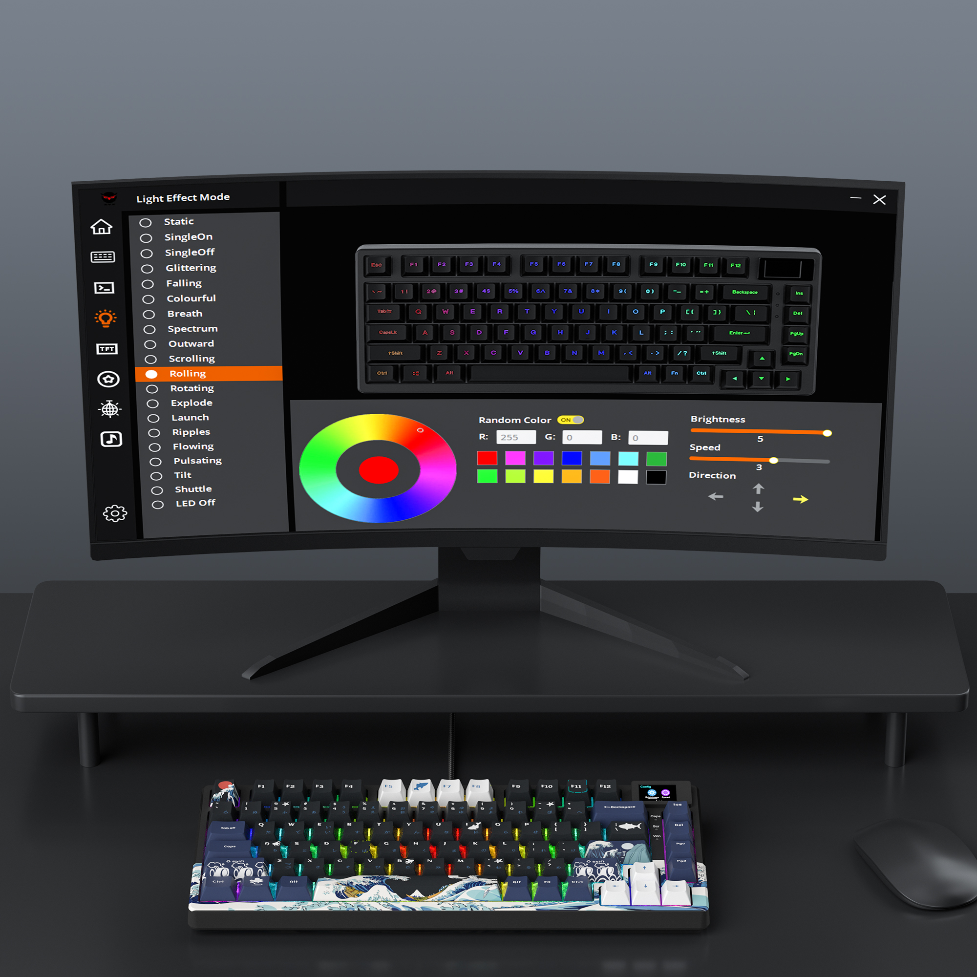 Wired Mechanical Gaming Keyboard with OLED Display Full Key Hot-Swappable Pudding RGB Backlit Keyboard for PC Computer Laptop. 