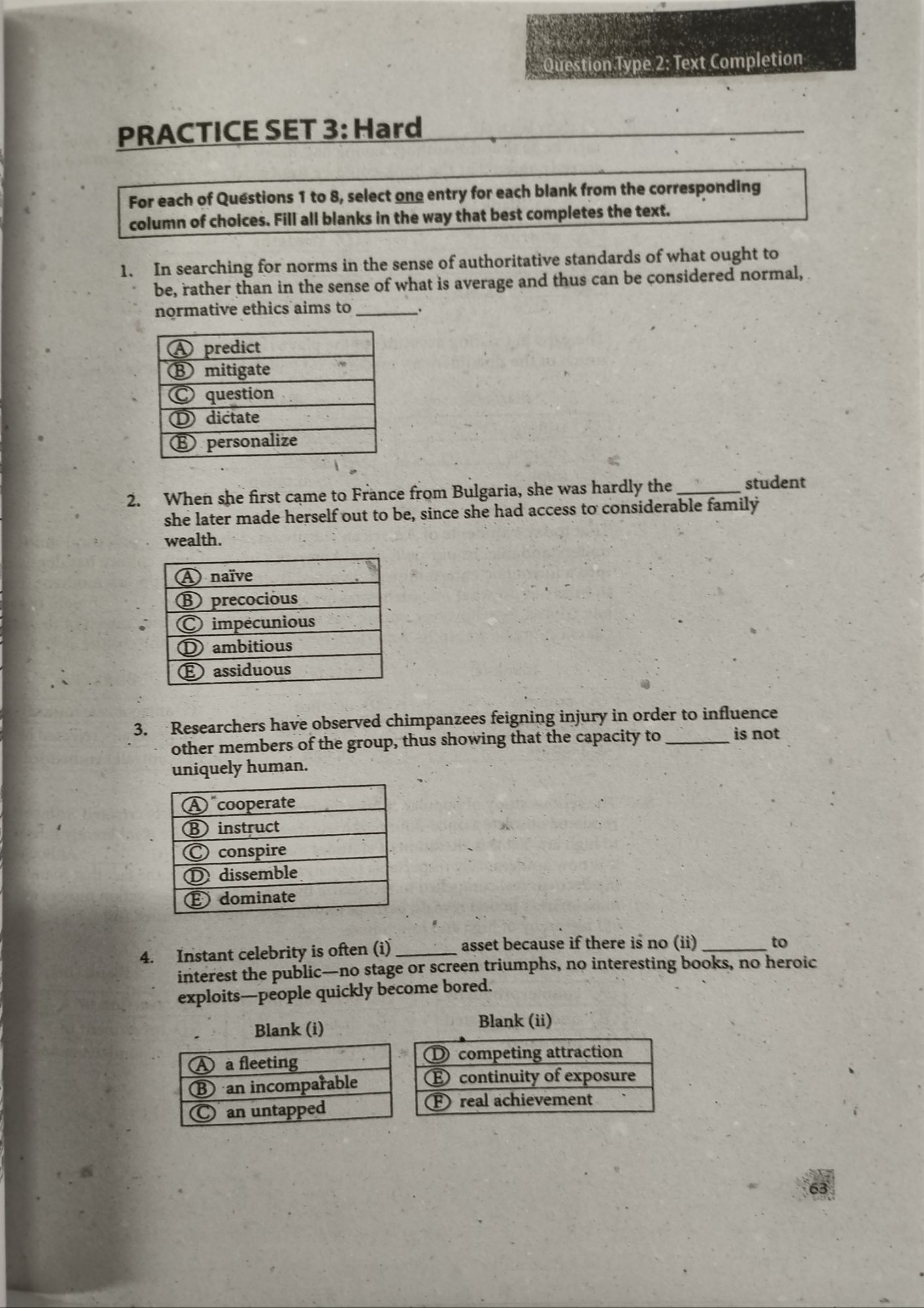 GRE VERBAL REASONING BY ETS - VOLUME 1. 