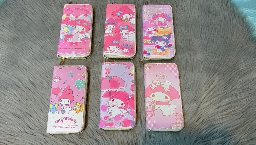 Sanrio Sweet Kawaii My Melody Zipper Coin Purse Cute Cartoon Kuromi Fashion Mobile Phone Bag Multi-Card Wallet Gifts for Girls N.W-10