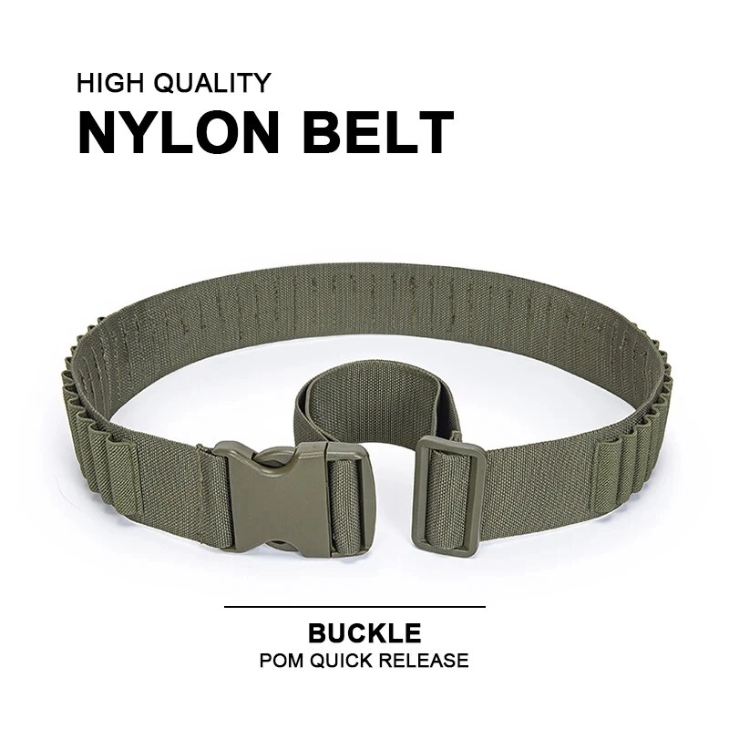 50 Rounds Rifle Bullet Cartridge Bandolier 556 Ammo Belt Shell Holder Hunting Sporting Shooting for 308 Cal. 30-06 .762 AK. 