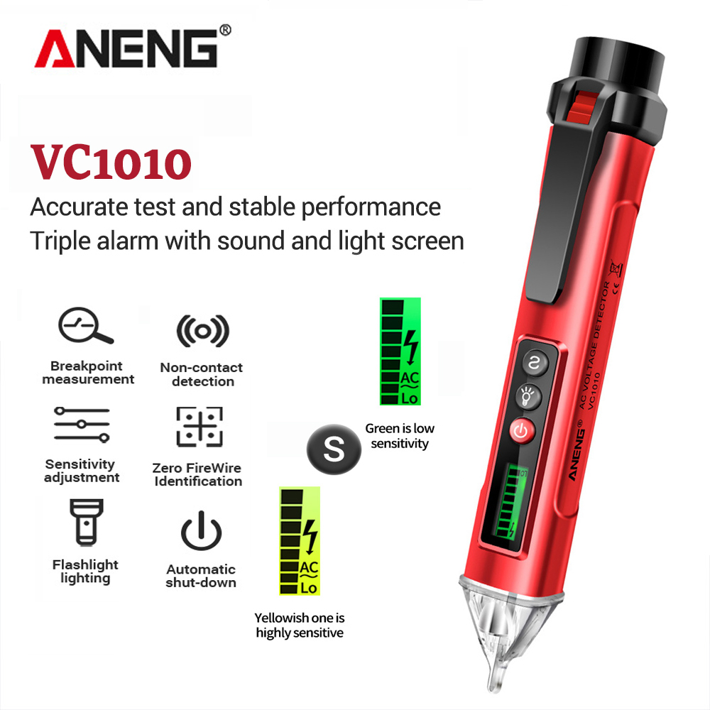 ANENG VC1010 Digital AC/DC Voltage Detectors Smart Non-Contact Tester Pen Meter 12-1000V Current Electric Sensor Test Pencil. 