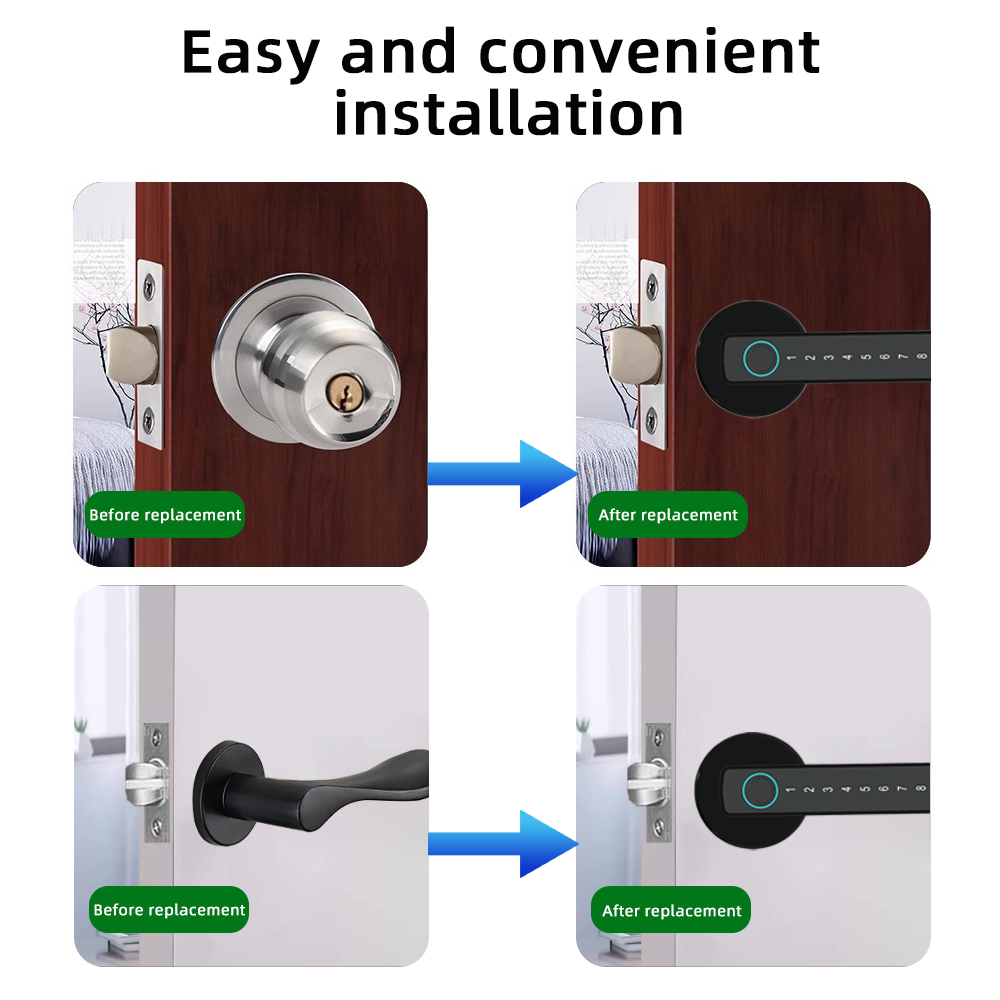 RAYKUBE M5 Tuya BLE Fingerprint Door Lock Digital Electronic Lock with Password/Key/IC Card/ Smartlife/ Tuya APP Unlock. 