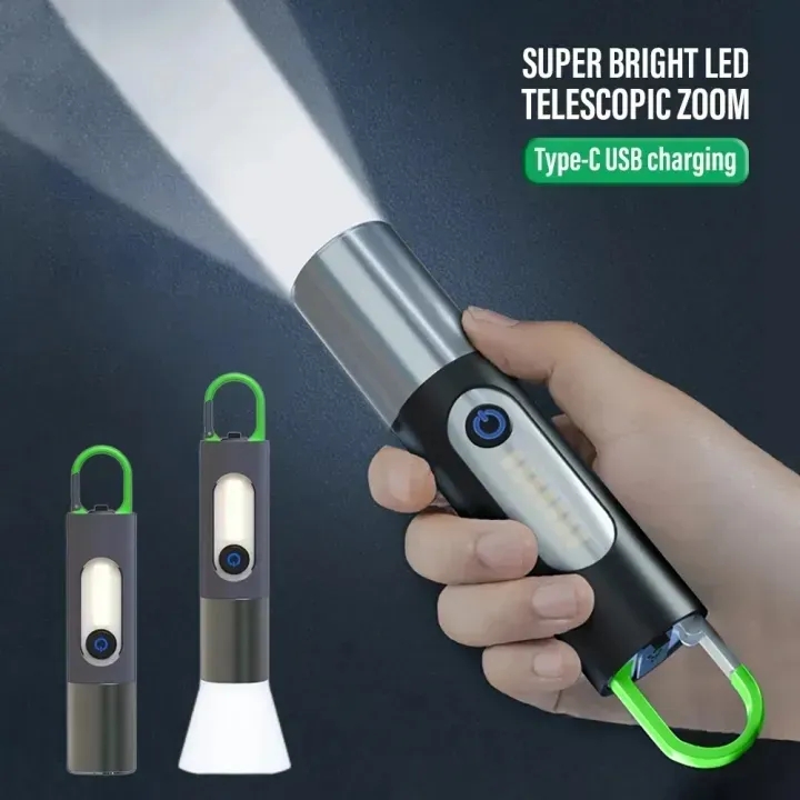 Multifunctional LED Flashlight XST-836 Work Light USB Rechargeable Camping Fishing Lantern Waterproof Zoom Torch KeyChain Lamp-The Asia. 