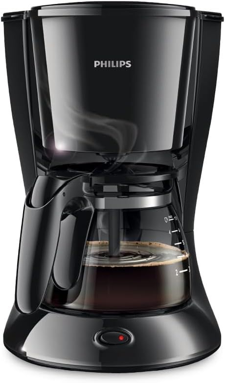 Philips coffee maker HD7432/20 with glass jug makes 2-7 cups in 10 min brewing time, compact design that takes little space in your kitchen, water level indicator