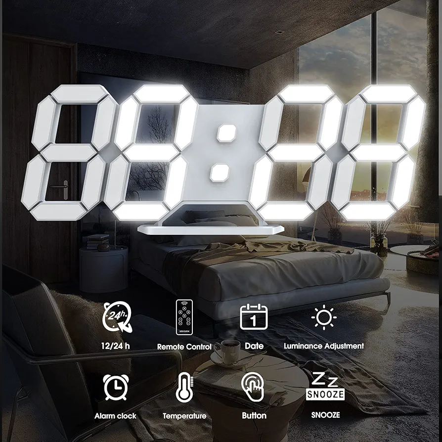 3D Digital Wall Clock LED Table Clock Time. 