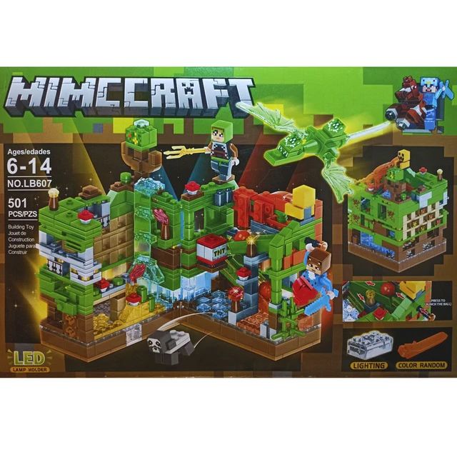 Children's constructor designer in the style of Minecraft small fortress 511 parts mini figures dolls Steve Alex spider Enderman Villager Creeper Zombi Dragon skeleton for children gift for boy DI. 