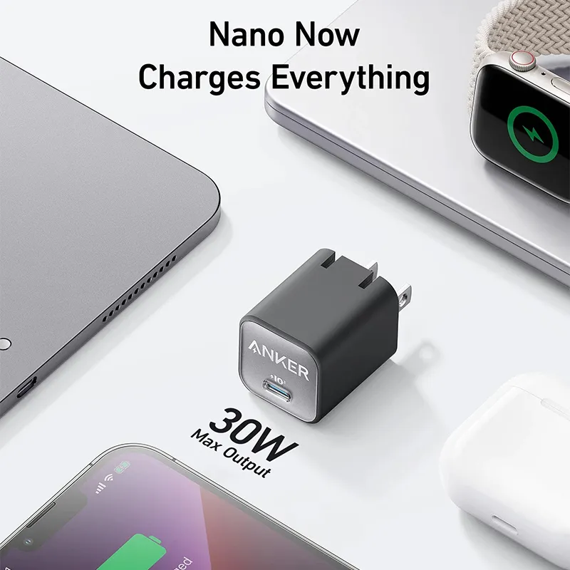 Anker 511 Charger (Nano 3, 30W) Series 5
Small Yet Powerful,GaN. For Apple devices , Samsung, Google and Tesla