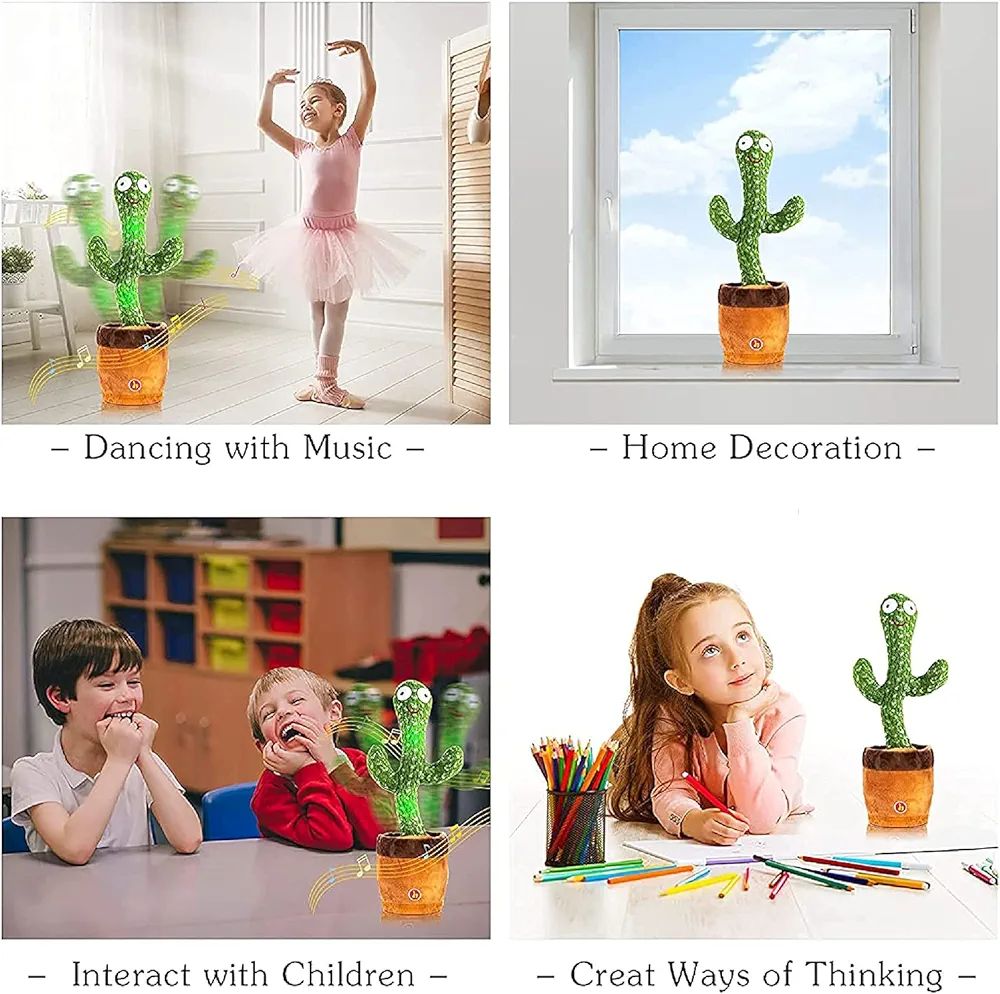 Talking Cactus Toy Dancing Cactus Toy for Babies Voice Repeat Toys for Kids Entertainment Toys Cactus Plush Toy with Lights Moving Cactus Mimicry. 