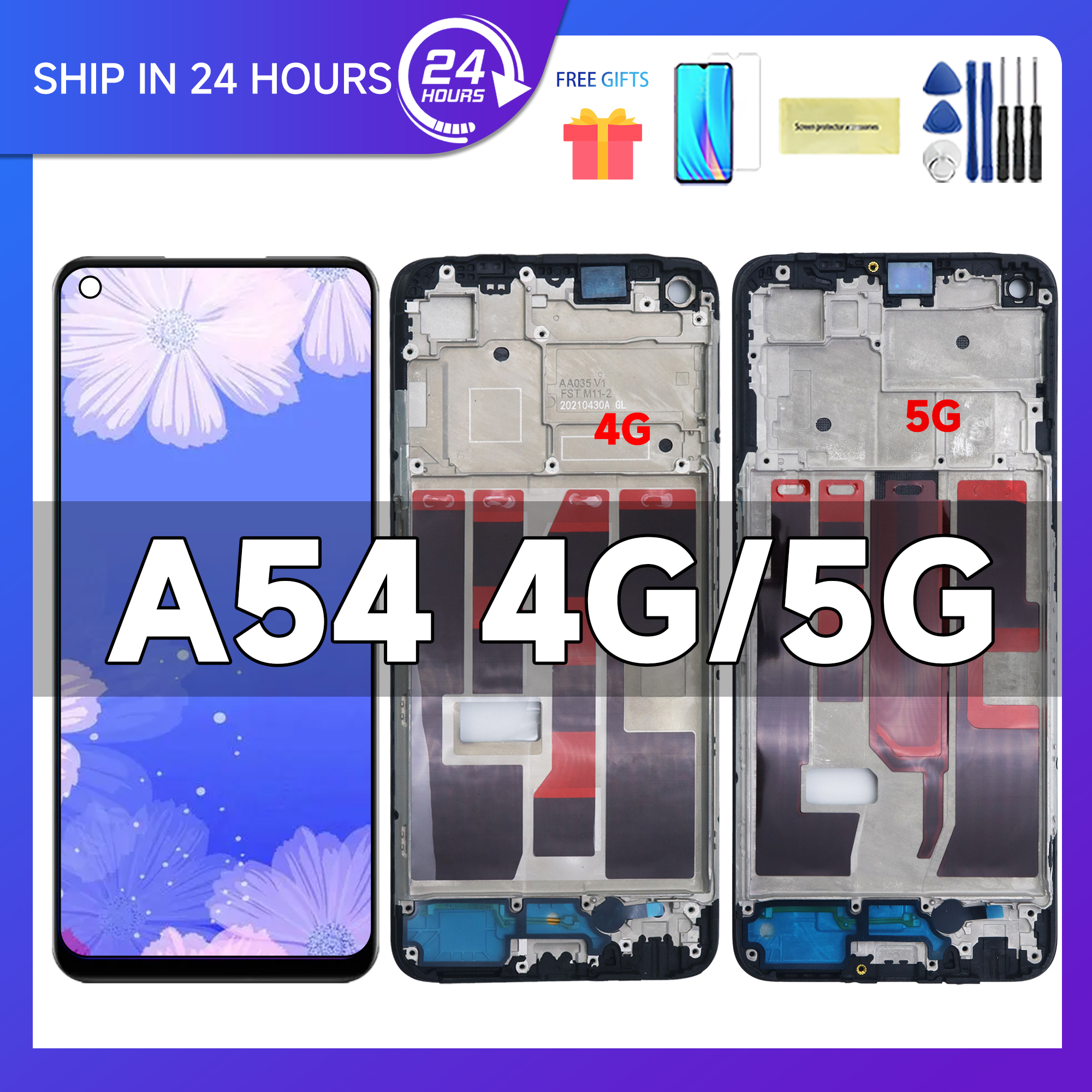 A54 LCD For Oppo A54 5G CPH2195, OPG02 LCD Display Screen Touch Panel Digitizer For Oppo A54 4G CPH2239 Display Frame