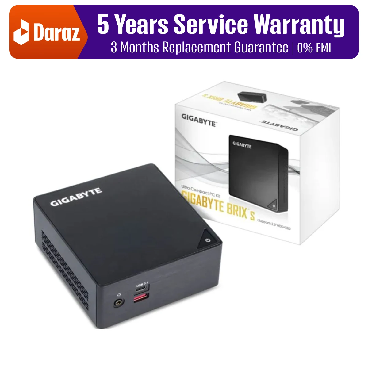 GIGABYTE Mini PC BRIX GB-BKi3HA-7100 Core i3 7th Gen Mini PC | 8GB RAM | 256GB NVMe SSD | Ultra Compact Desktop ( Refurbished )