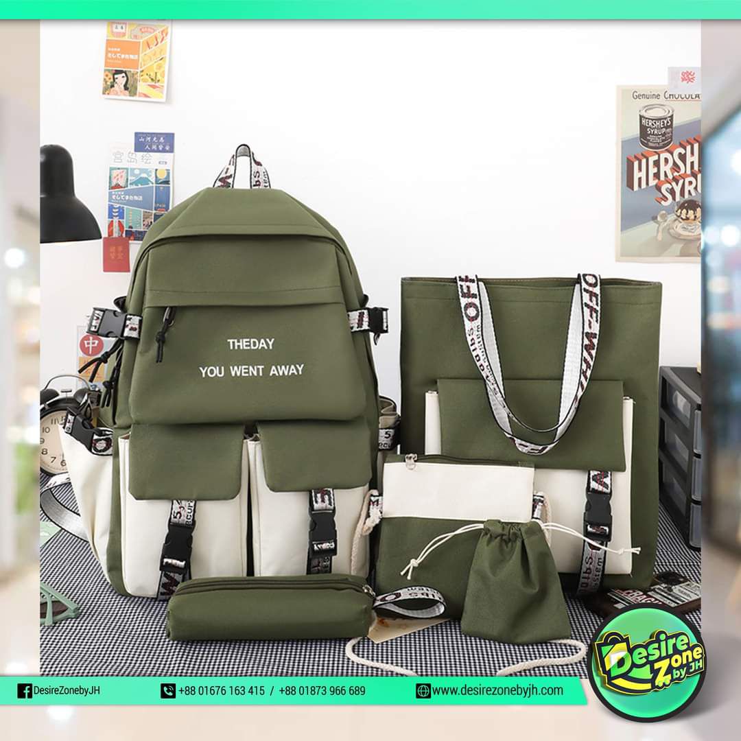 2024 Stylish Multilayer Large Capacity Premium 5 Piece Waterproof Bagpack Set.  (Code : SMLC-275)