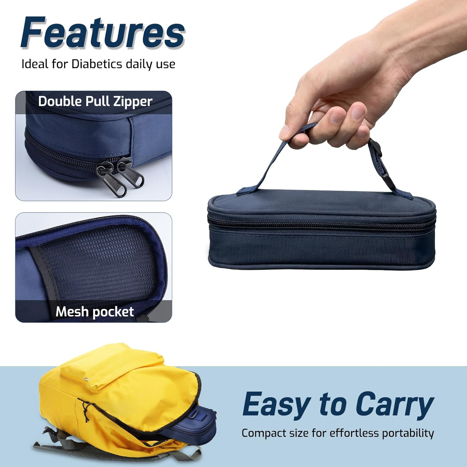 Insulin Vial Cooler Travel Case,Diabetes Carrying Insulated Bag for Supplies Keep Medicine Cool,Diabetic Small Bottle Protector Kit for Storage,Portable Mini Pack with Protective Ice Brick. 